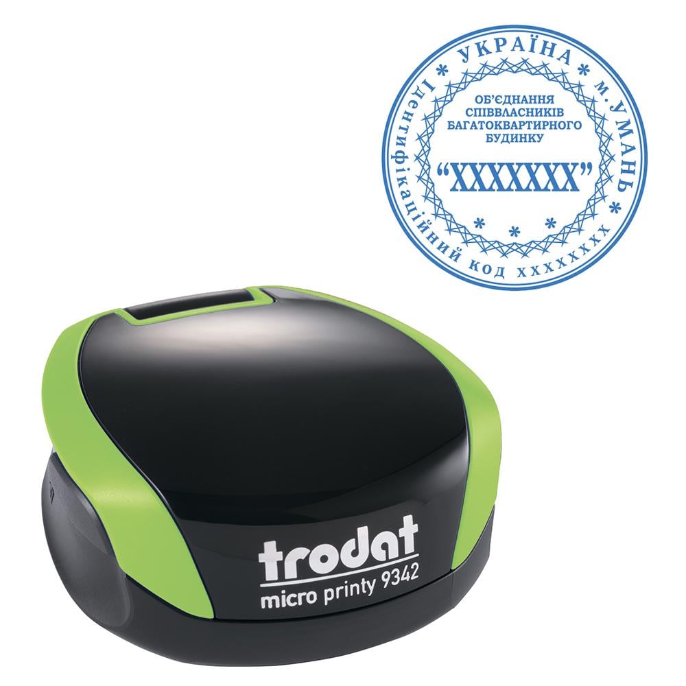 Печатка ОСББ TRODAT 9342 з кишеньковим оснащенням Зелений (ОСББ8/9342/GN)