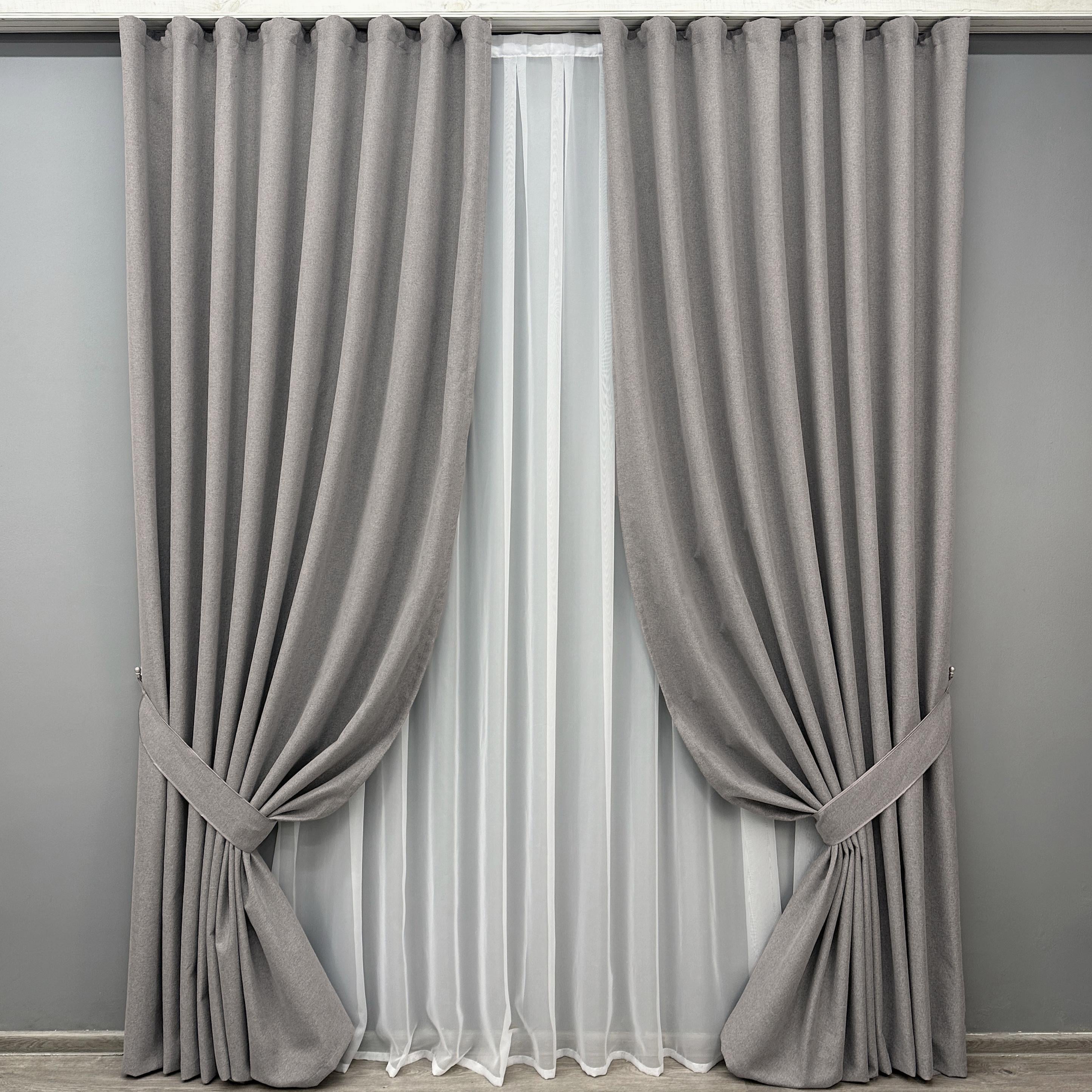 Комплект готовых штор VR-Textil Блэкаут двусторонний ASHEN NIGHT № 1850ш 200х270 см 2 шт. Бежево-серый (32-229)