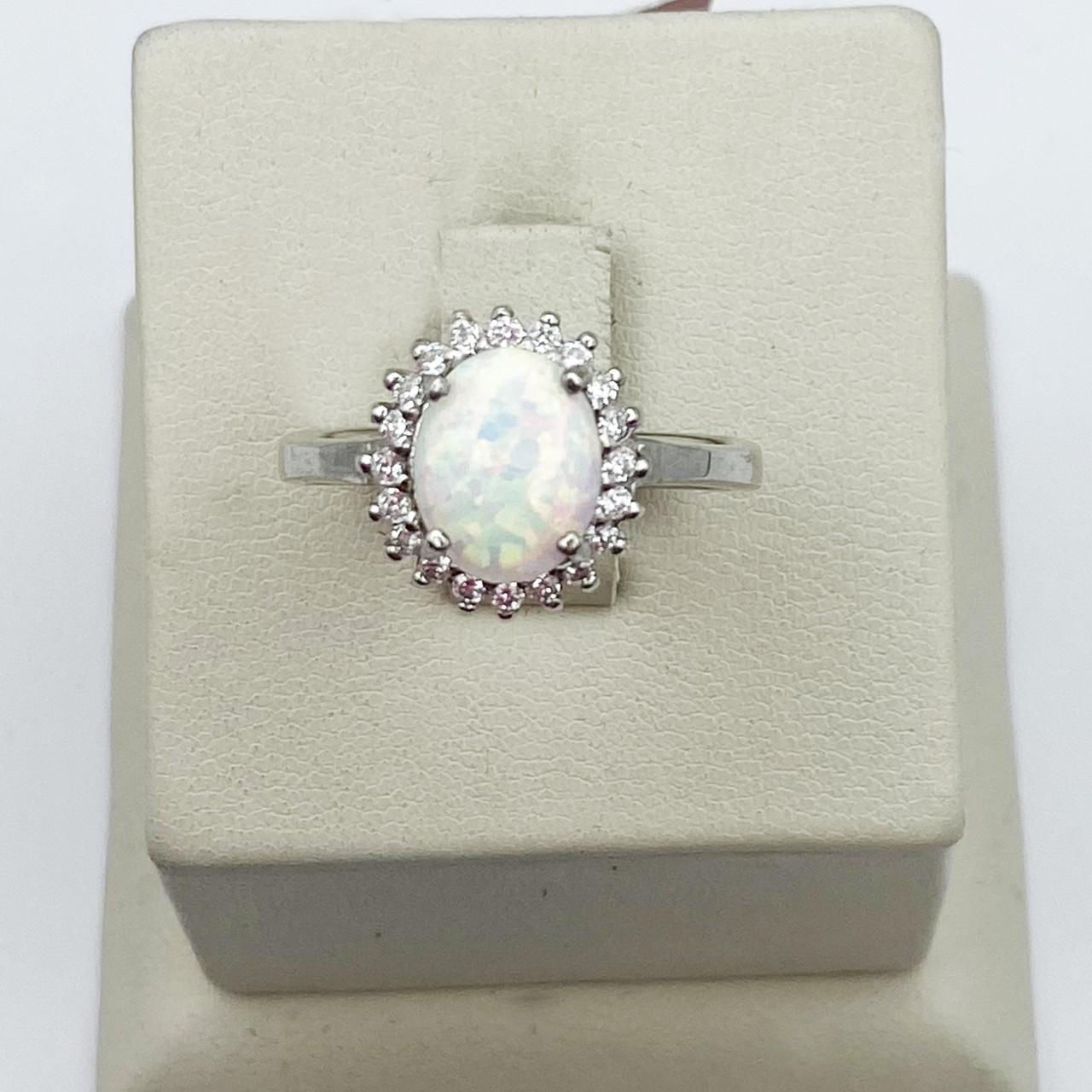 Кольцо серебряное с белым опалом р. 19 3,48 г (1996027325)