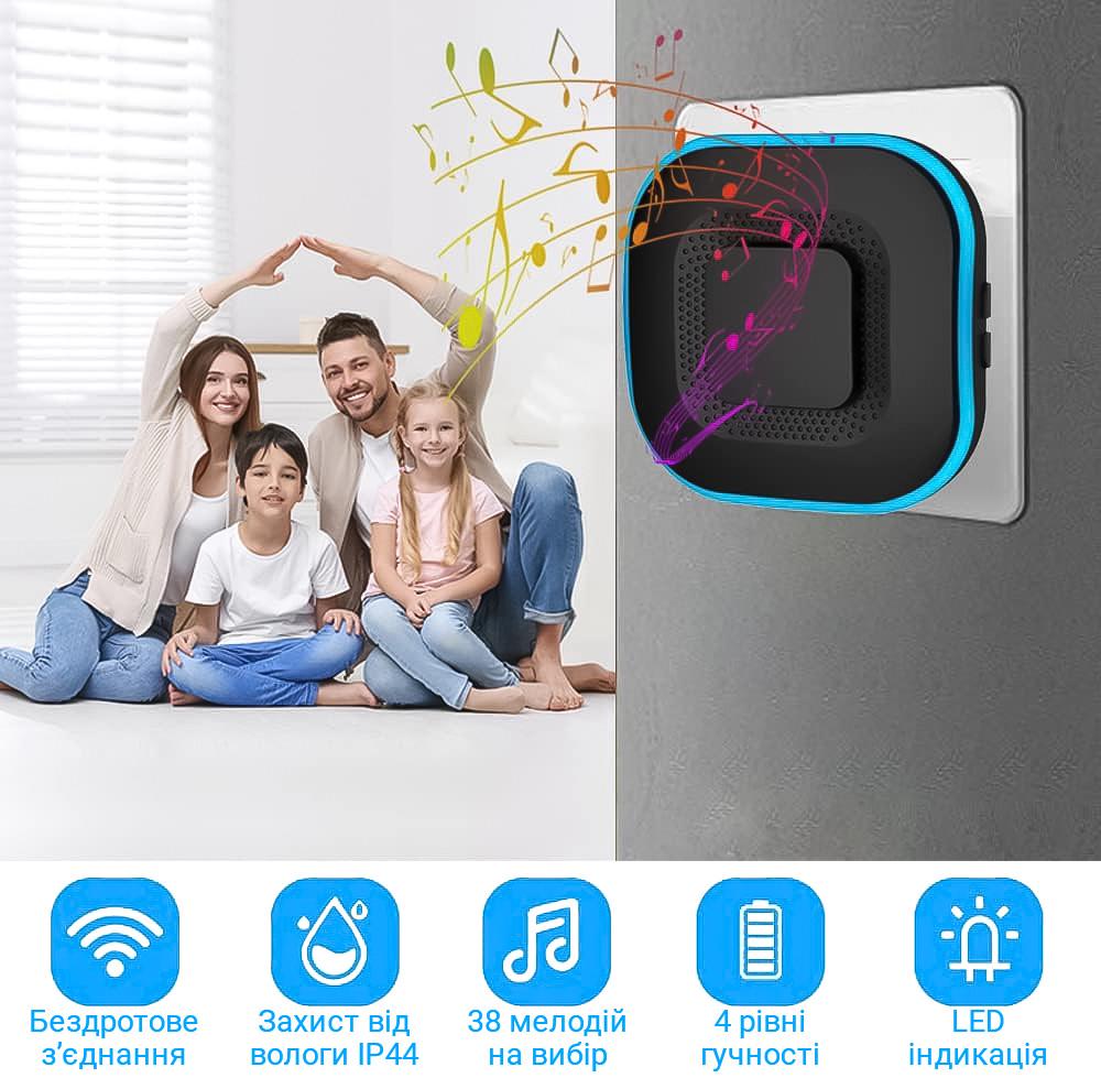 Звонок беспроводной дверной Digital Lion WDB-10 до 300 м влагозащищенный Черный - фото 5 Звонок беспроводной дверной Digital Lion WDB-10 до 300 м влагозащищенный Черный - фото 5