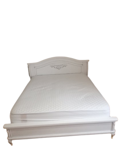 Кровать двуспальная Розалини из массива дуба с резьбой 1,6х2 м Белый/Серебристый (18253859)