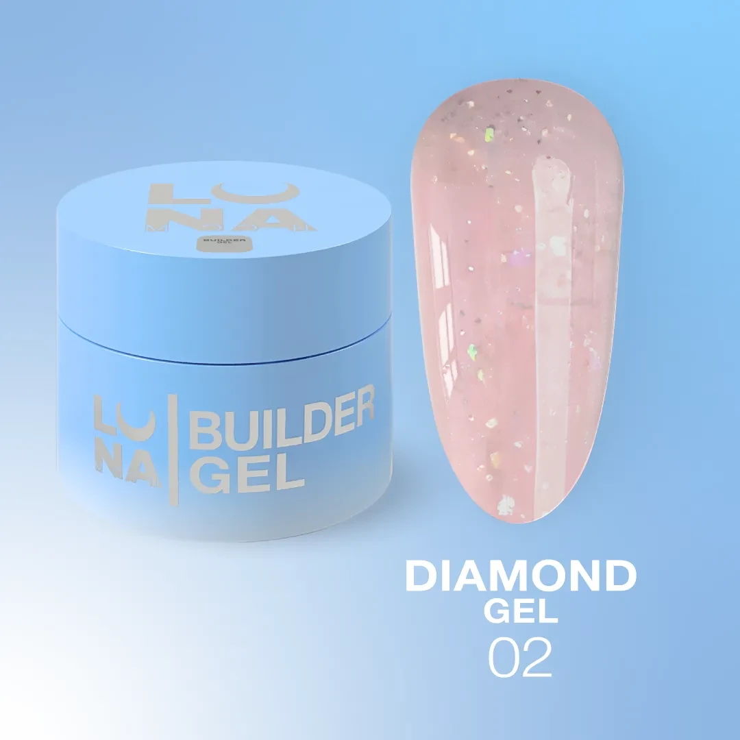 Гель Diamond Gel Luna Moon з блискітками №02 15 мл Ніжно-рожевий