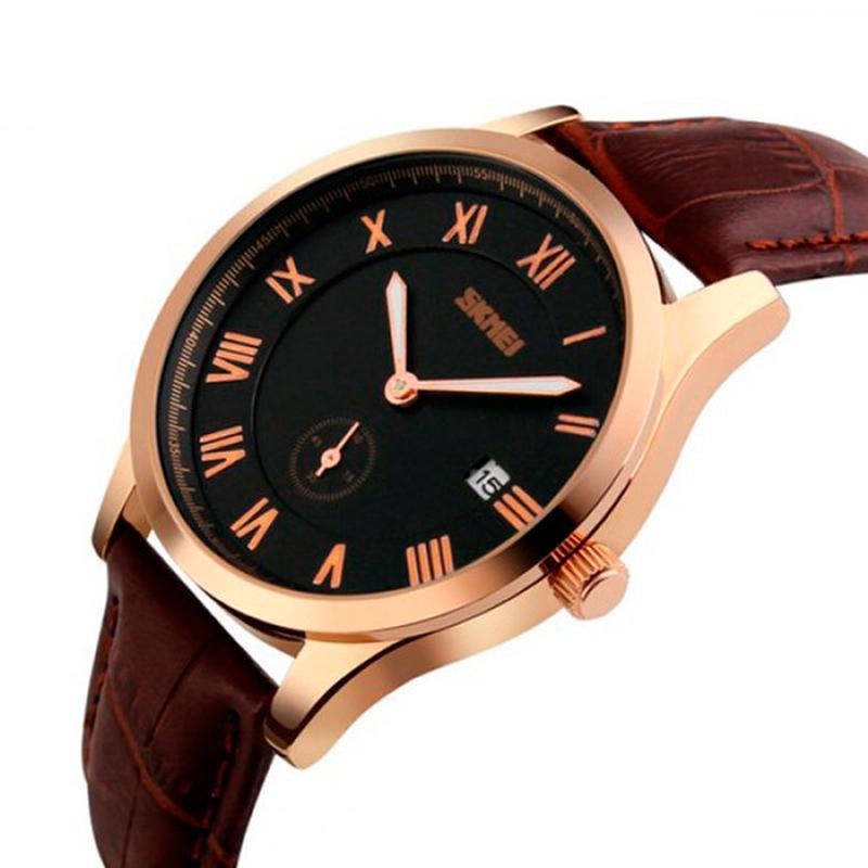 Часы мужские Skmei Official Черный с золотистым корпусом