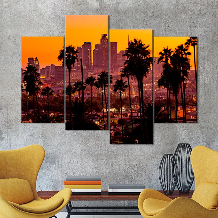 Картина міста Помаранчеві сутінки в Лос-Анджелесі 89x56 см (A645-4)