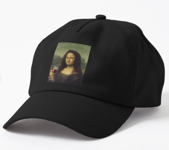 Кепка унисекс Malfini с принтом Мона Ліза вино Черный