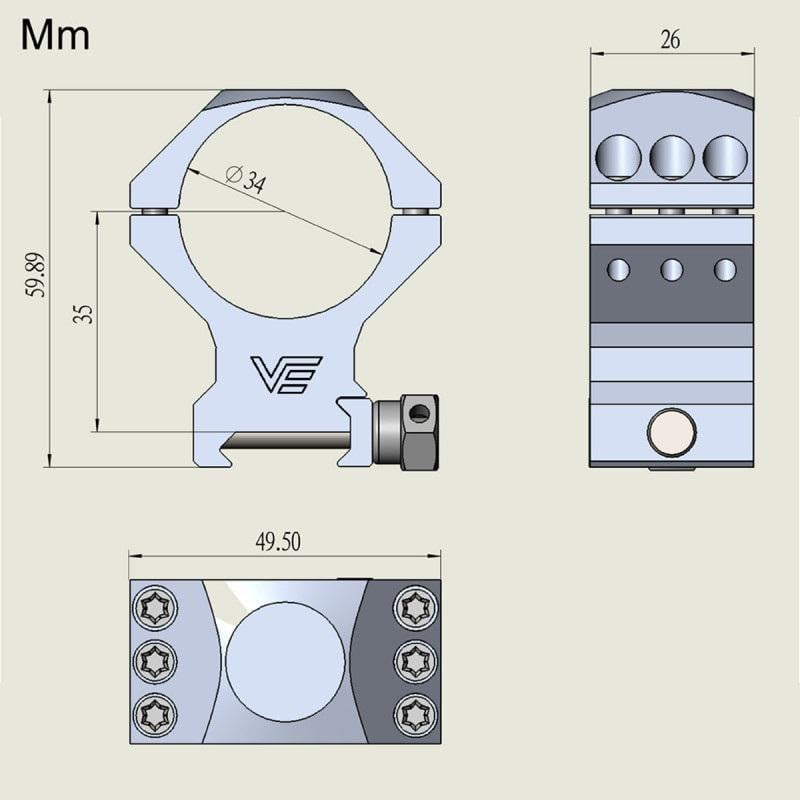 Кріплення Vector Optics X Accu Medium Profile Picatinny Rings 34 мм (SCTM-53) - фото 4 Кріплення Vector Optics X Accu Medium Profile Picatinny Rings 34 мм (SCTM-53) - фото 4