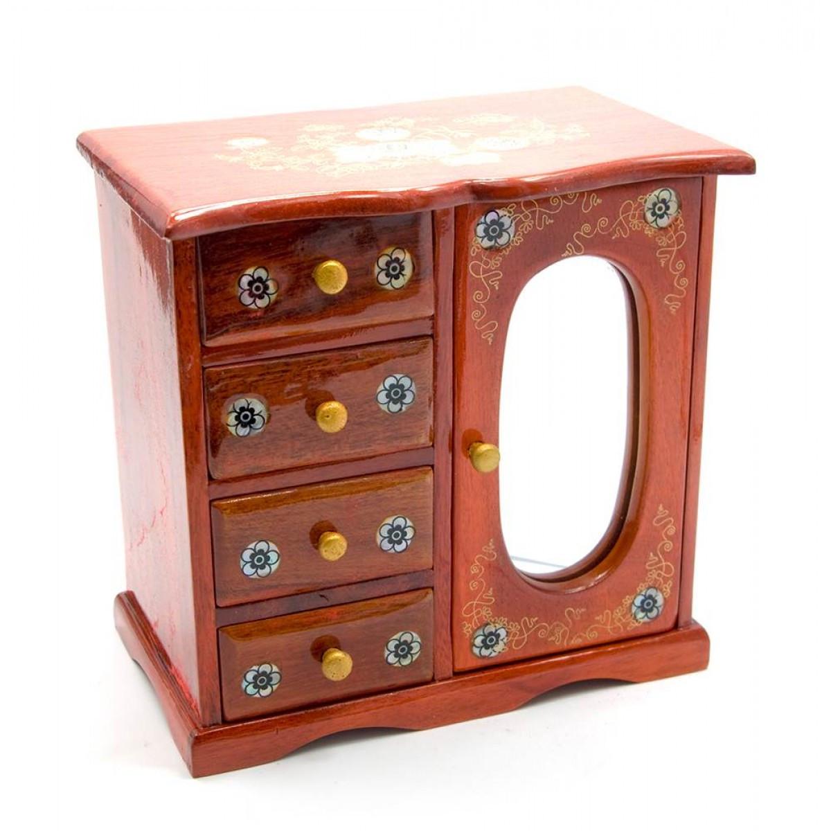 Шкатулка с зеркалом на 5 отделений 20,5х21х12,5 см