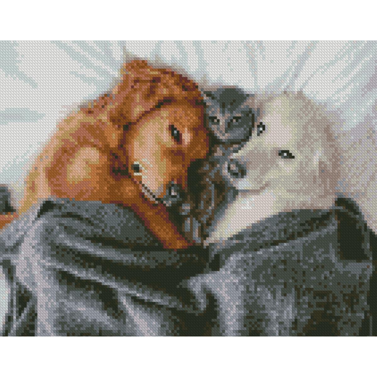 Алмазна мозаїка Strateg Преміум Вусата сімейка 30x40 см (HX521)