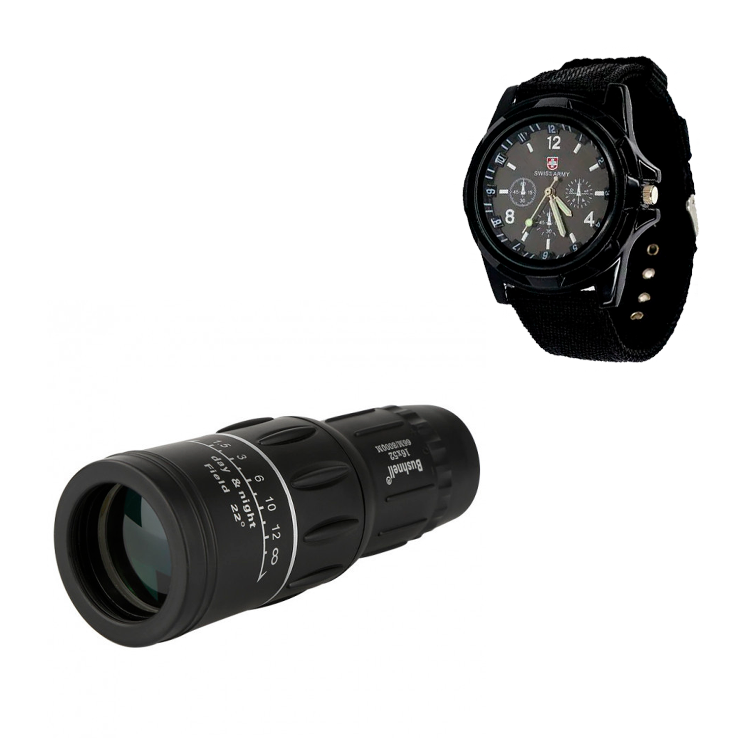 Монокуляр туристический Bushnell 16х52 и часы кварцевые Swiss Army (145c11e4)