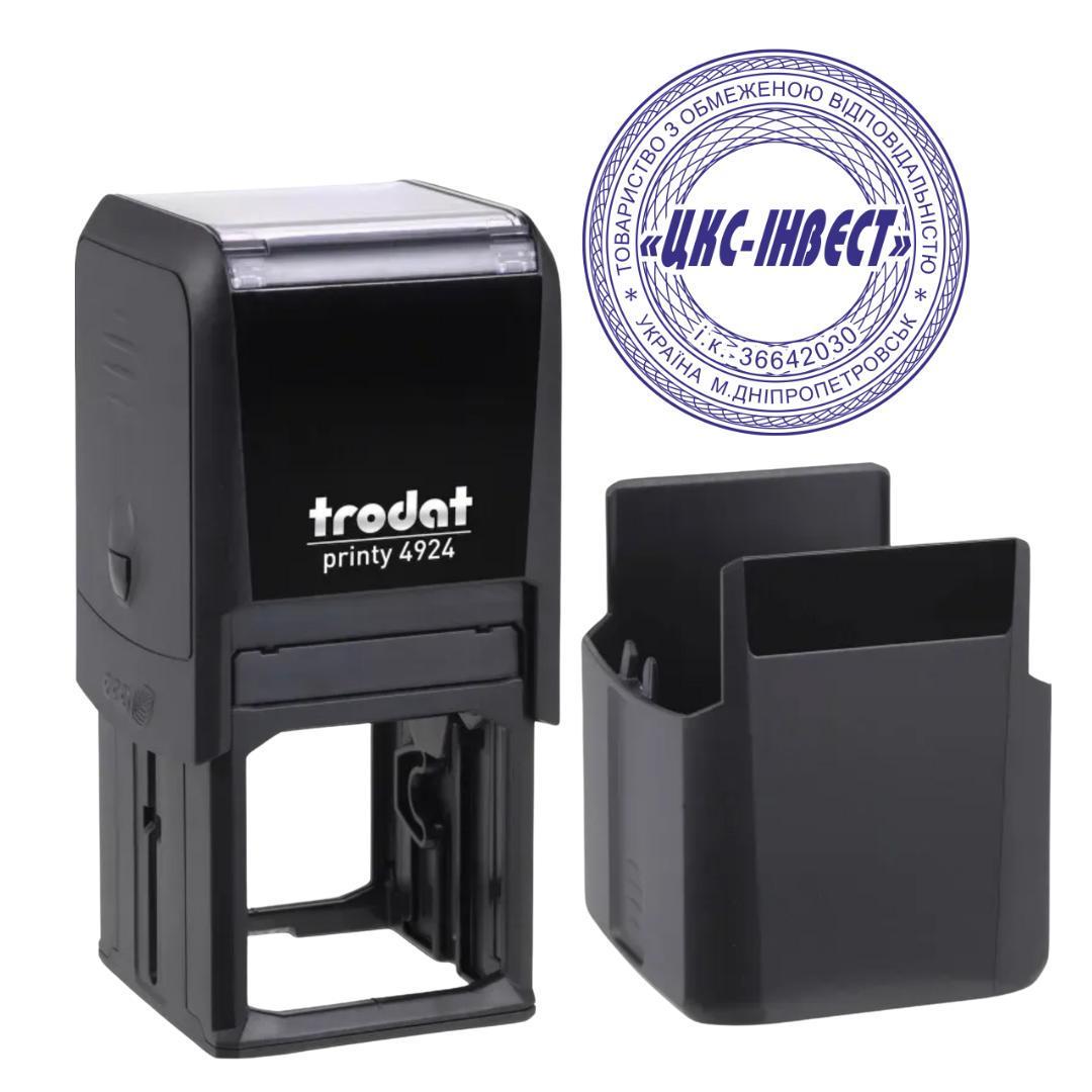 Печать ТОВ на автоматическом оснащении Trodat 4924 d 40 мм с колпачком Черный (ООО12/4924/B)