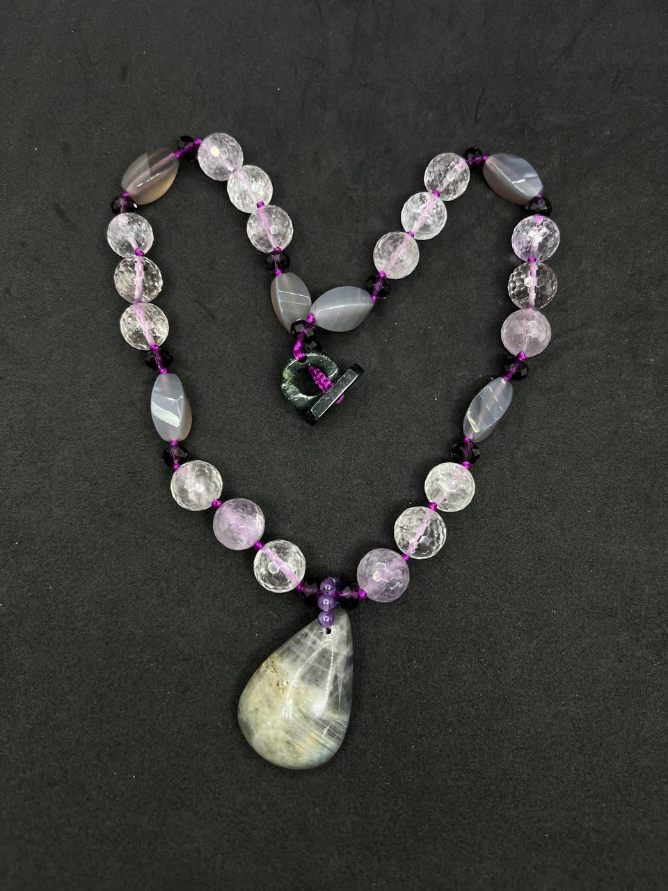 Бусы аметист 50 см Разноцветный (10683)