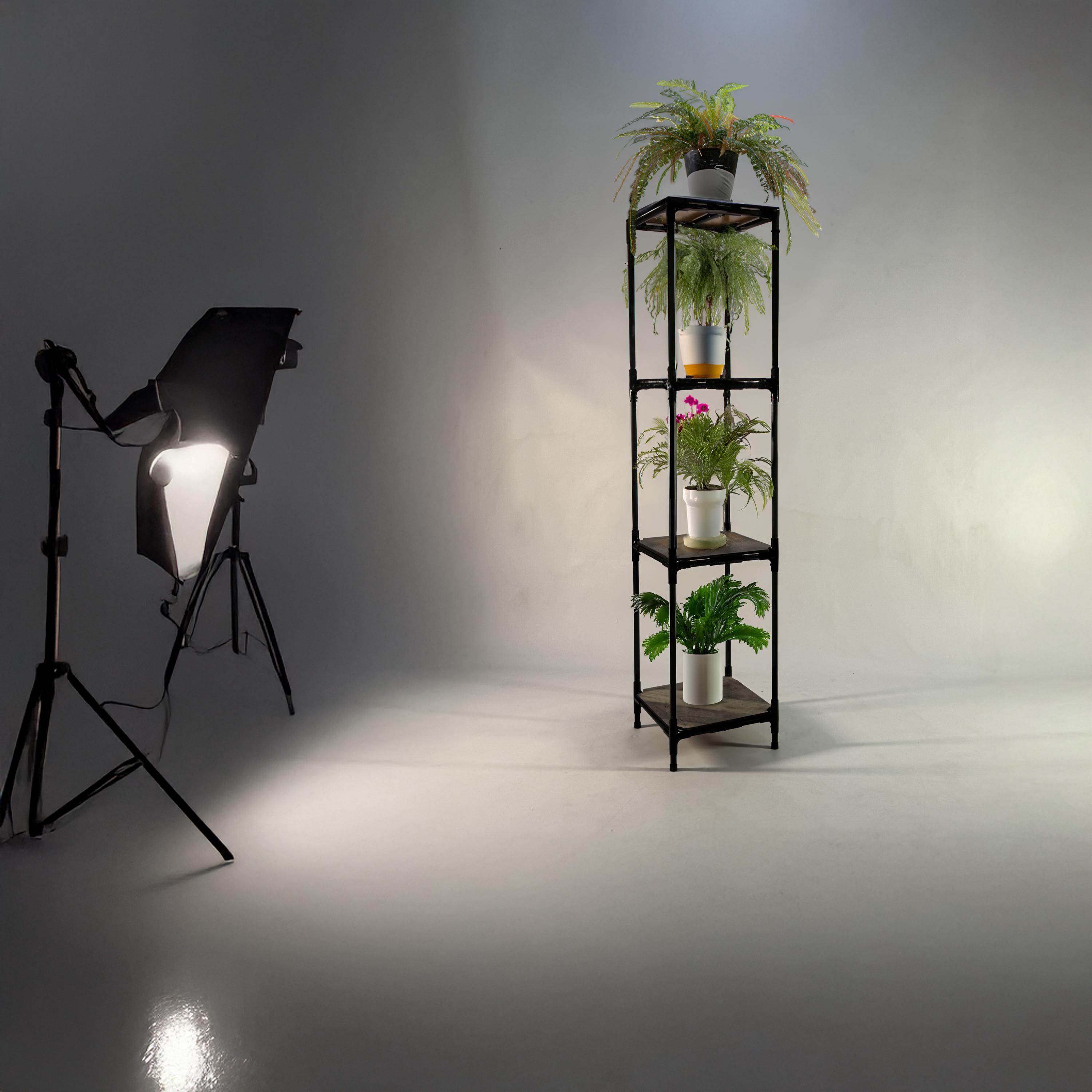 Стелаж для рослин Troya 4х рівневий металевий/МДФ ламіновані полички 1,45 м Чорний (27507107) - фото 3 Стелаж для рослин Troya 4х рівневий металевий/МДФ ламіновані полички 1,45 м Чорний (27507107) - фото 3