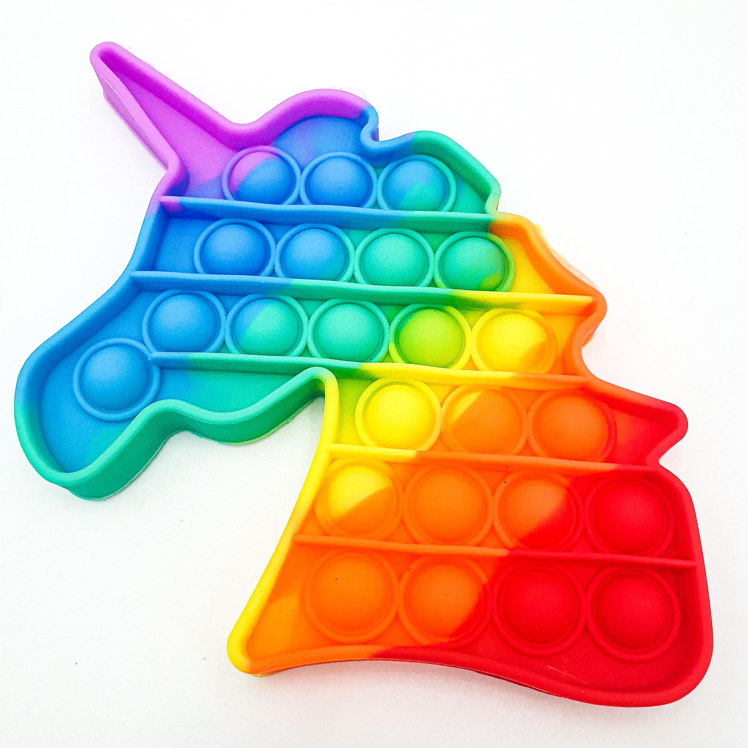 Сенсорная игрушка антистресс силиконовая бесконечная пупырка поп ит UKC Pop It Fidget единорог радуга