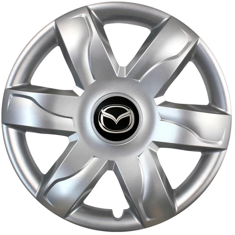 Колпаки SJS 318 з логотипом Mazda R15 4 шт. Серебристый (2654558296)