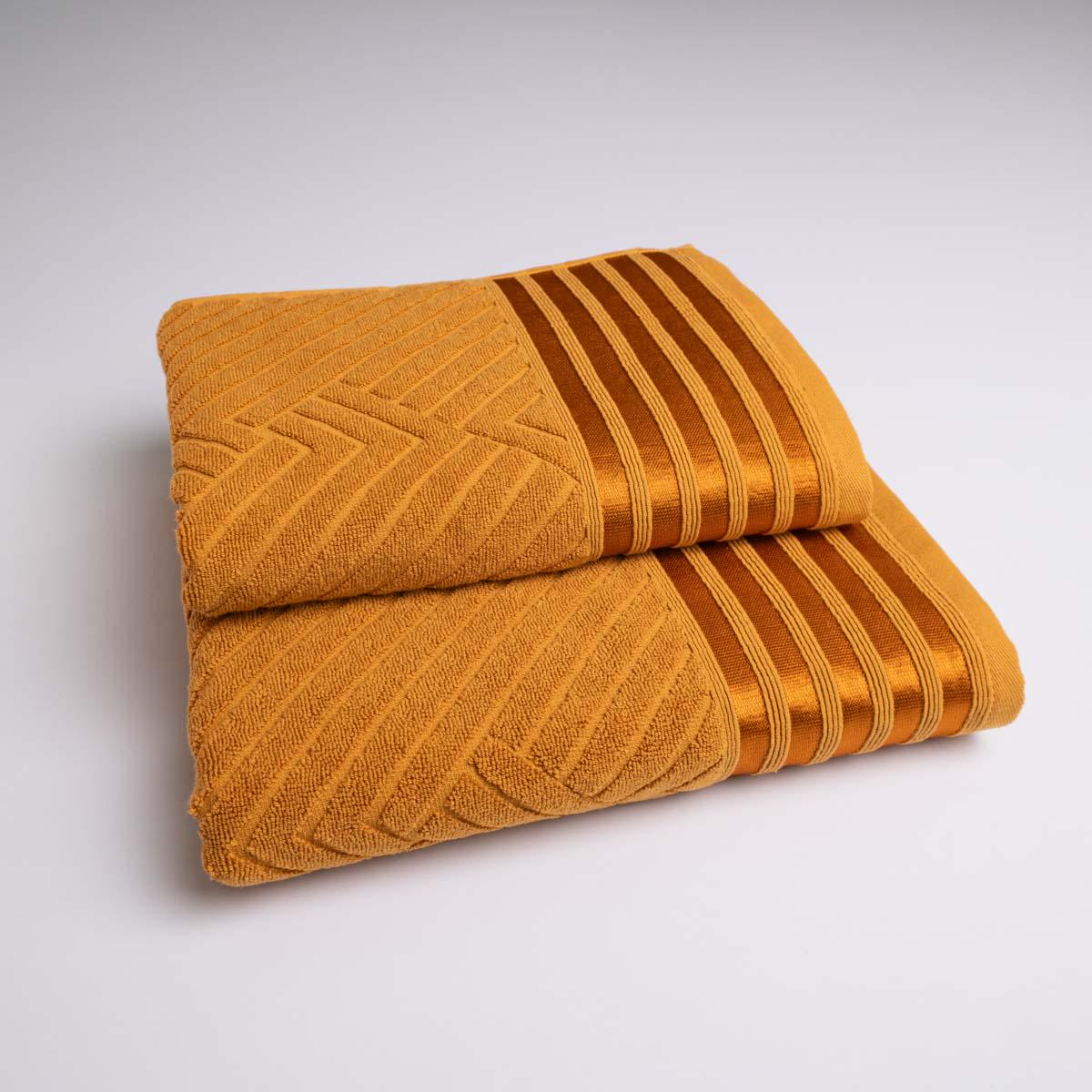 Комплект махровых полотенец GM Textile SOFT 50х90/70х140 см 500 г/м2 2 шт. Горчичный (rms500-k2-mustard)