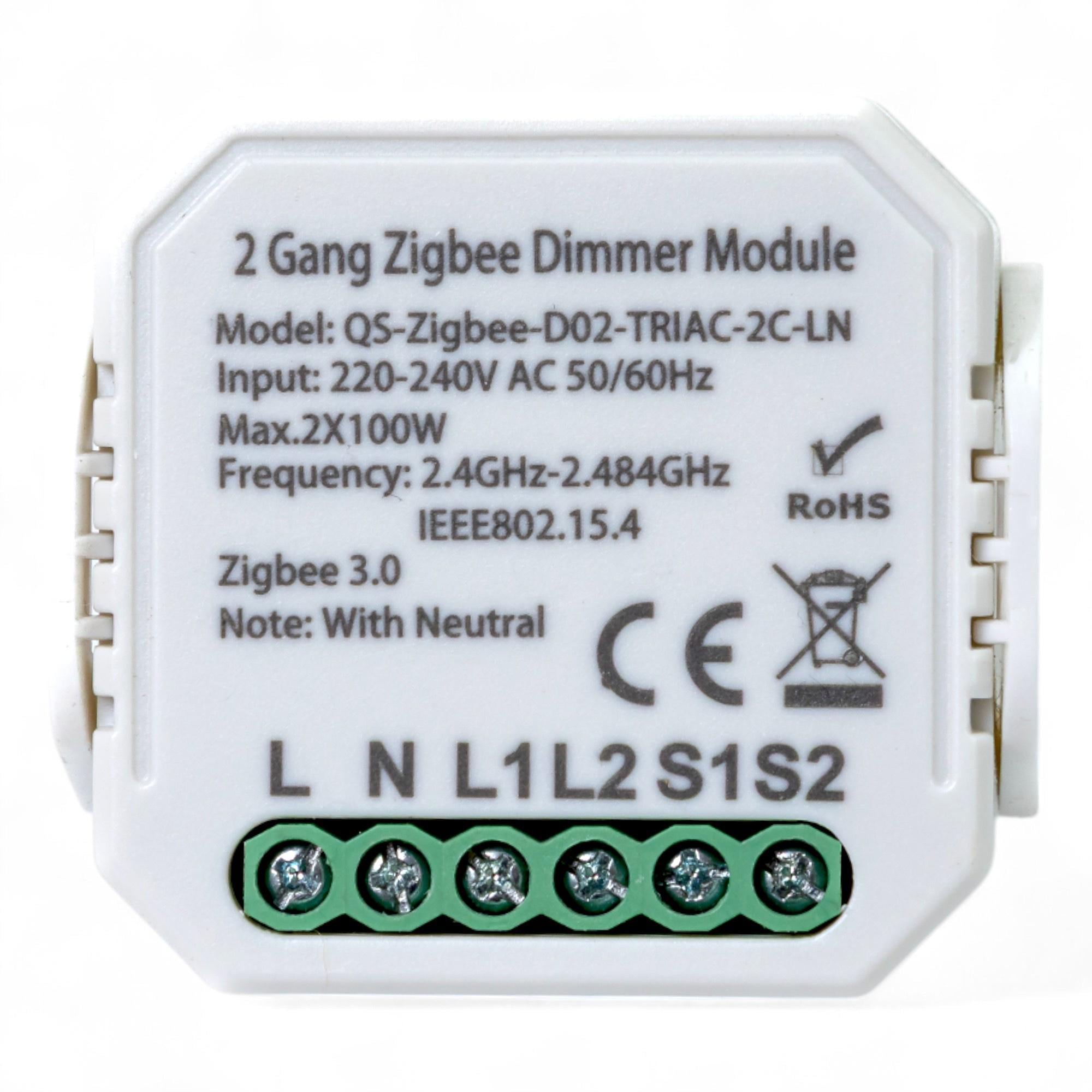 Умный выключатель-регулятор Tervix Pro Line ZigBee Dimmer 2 клавиши (TRV-436121)