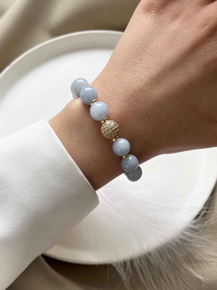 Браслет из натурального камня аквамарин (3473)