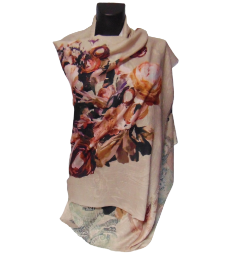 Шарф Benay 01 с цветами Бежевый (1749093435)