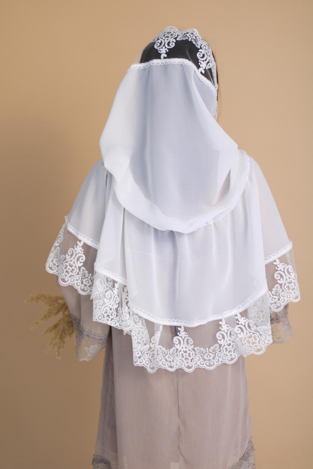 Палантин для храму на голову Ніжно-молочний (п008) - фото 3