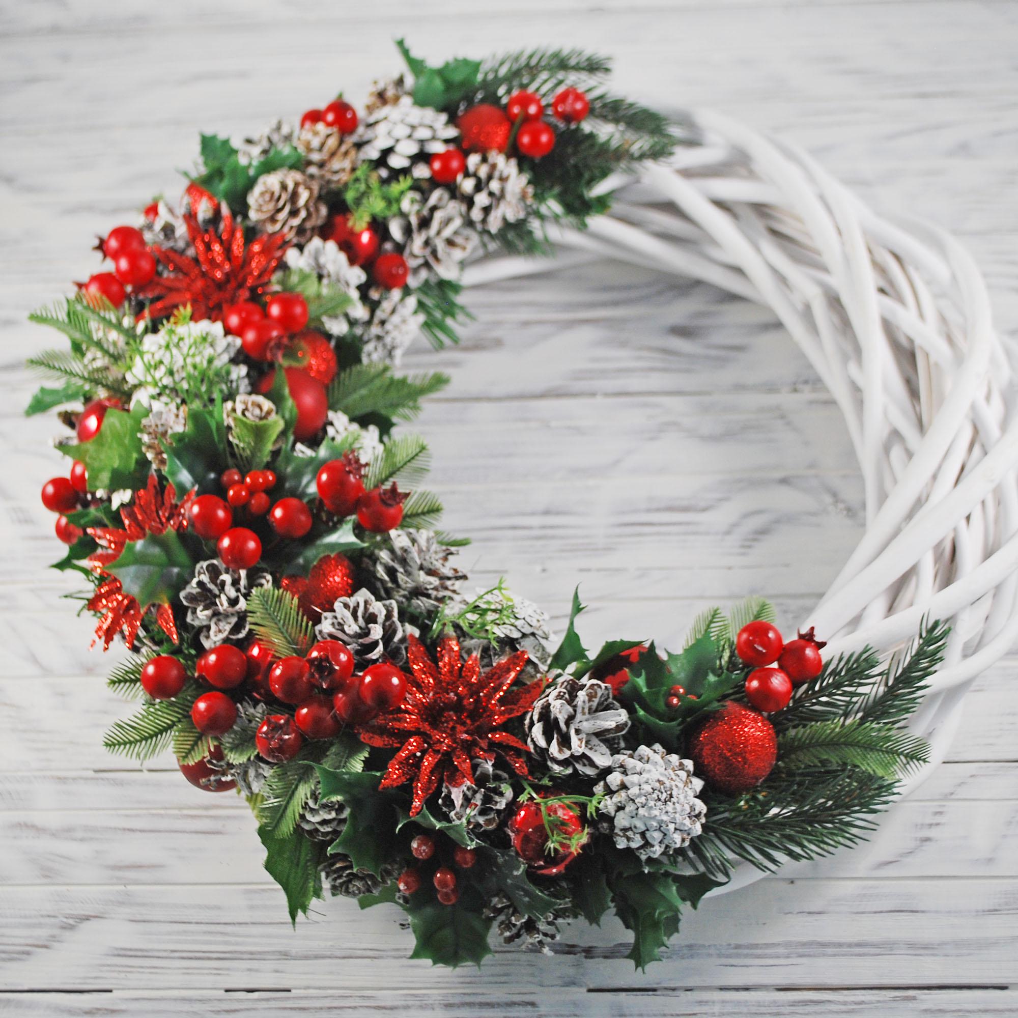 Венок новогодний 37 см Красный/Белый/Зеленый (4781956) - фото 5 Венок новогодний 37 см Красный/Белый/Зеленый (4781956) - фото 5