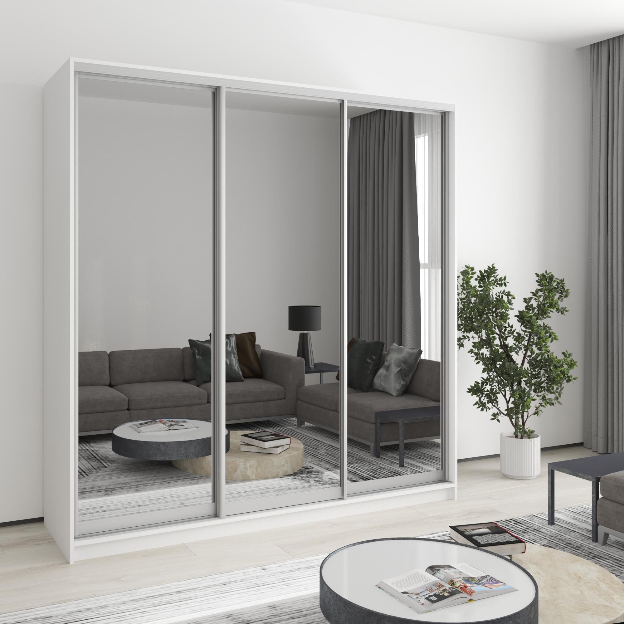 Шкаф-купе трехдверный MebelStar Комбо AL 3 Зеркала 200x60x210 см Аляска белый (MBS-3384)