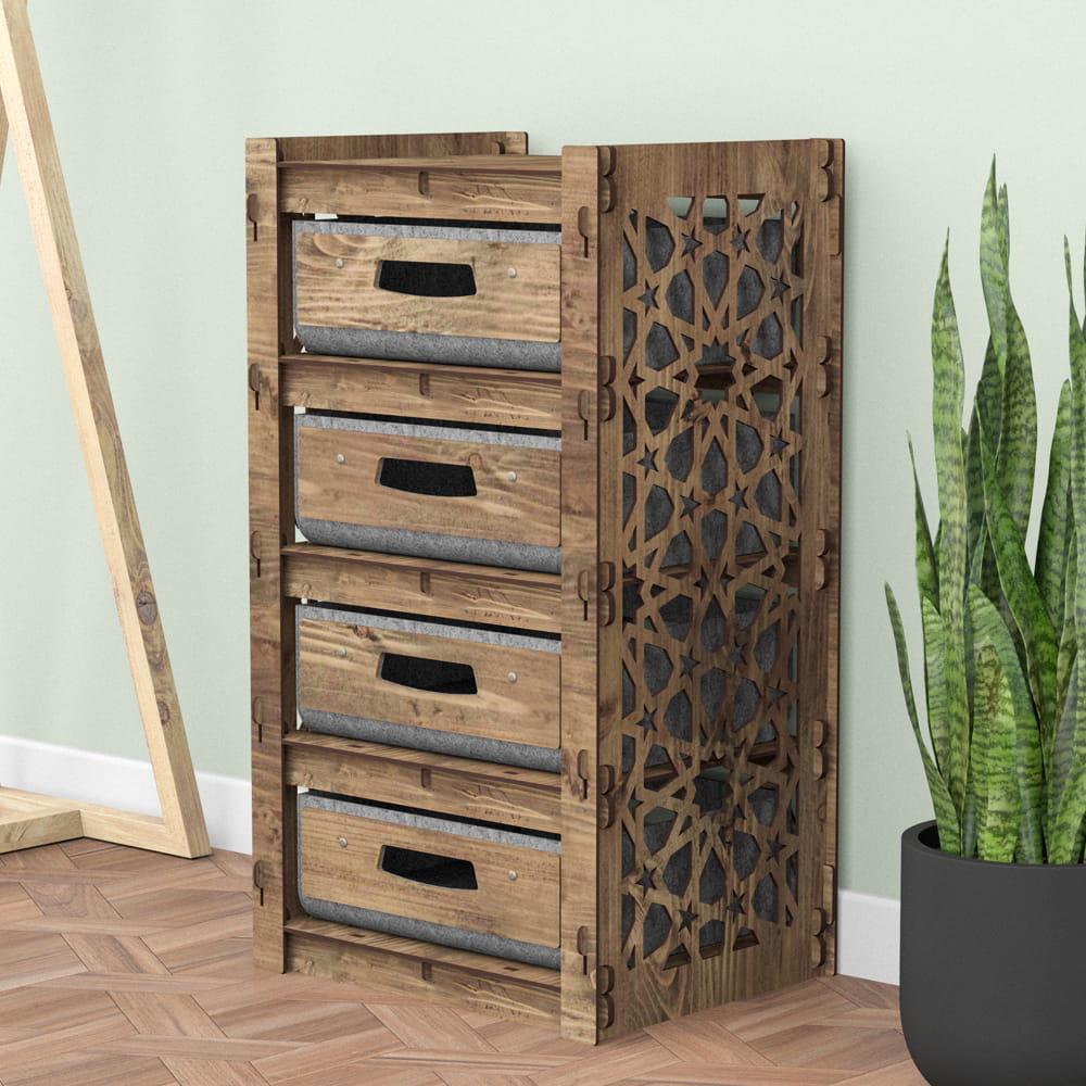 Комод в комнату деревянный Hexagonica Arabic на 4 ящика серые корзины 750х413х345 мм (111524) - фото 5 Комод в комнату деревянный Hexagonica Arabic на 4 ящика серые корзины 750х413х345 мм (111524) - фото 5