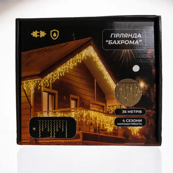 Гирлянда бахрома уличная 600 LED 36 м от сети белая нить Белый - фото 6