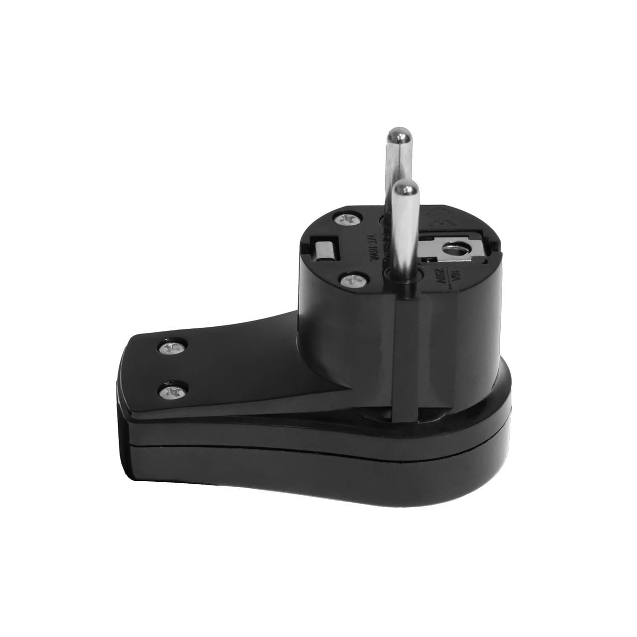 Вилка кутова Plastrol WT-16WL 16А для потужних приладів із кнопкою із заземленням Чорний (2737131790)