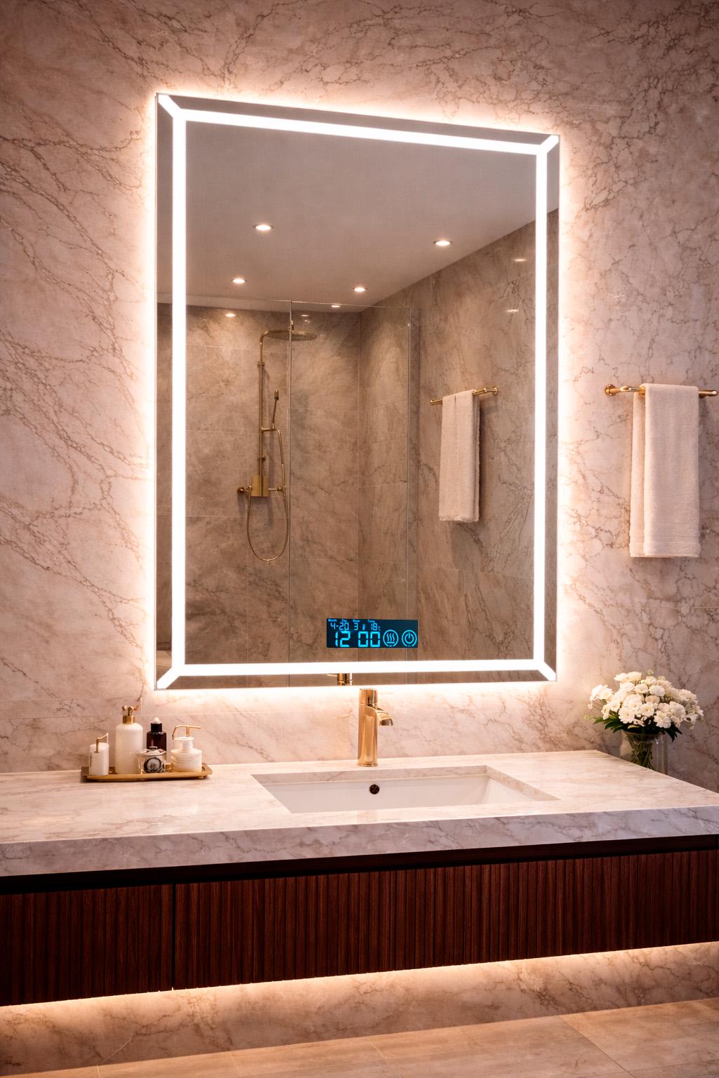 Зеркало для ванной комнаты BRS смарт с подсветкой LED/подогревом/дисплеем 60х80 см (574054975)