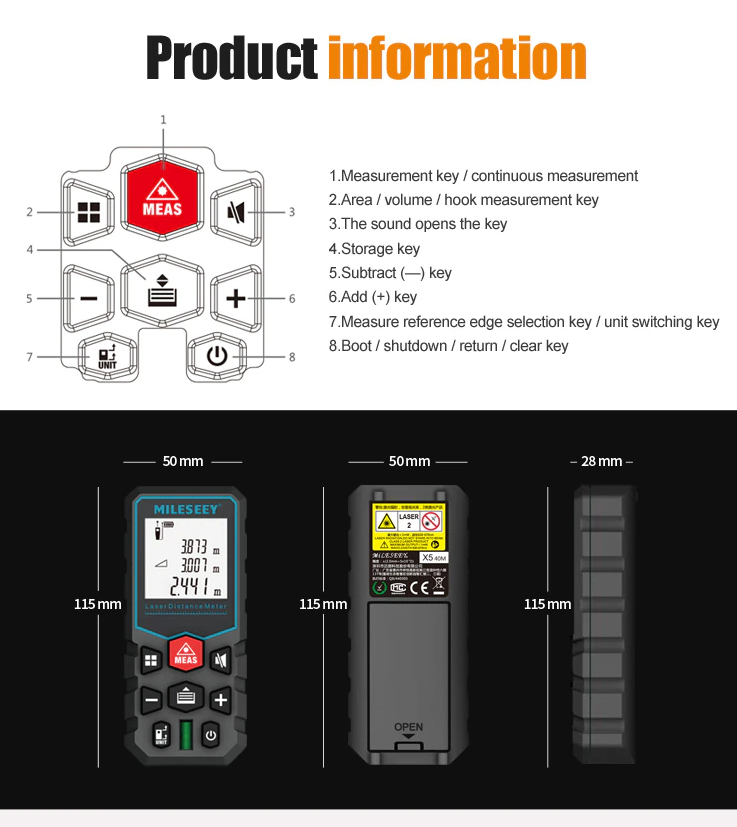 Лазерний далекомір MILESEEY X5 40 м - фото 6 Лазерний далекомір MILESEEY X5 40 м - фото 6