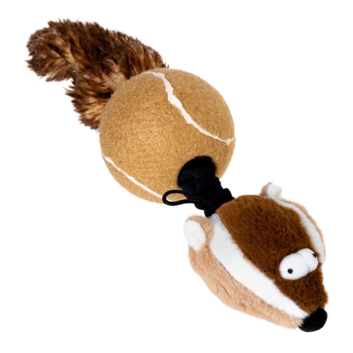 Игрушка для собак Барсук с 2-мя пищалками GiGwi Catch&fetch искусственный мех теннисная резина веревка 32 см