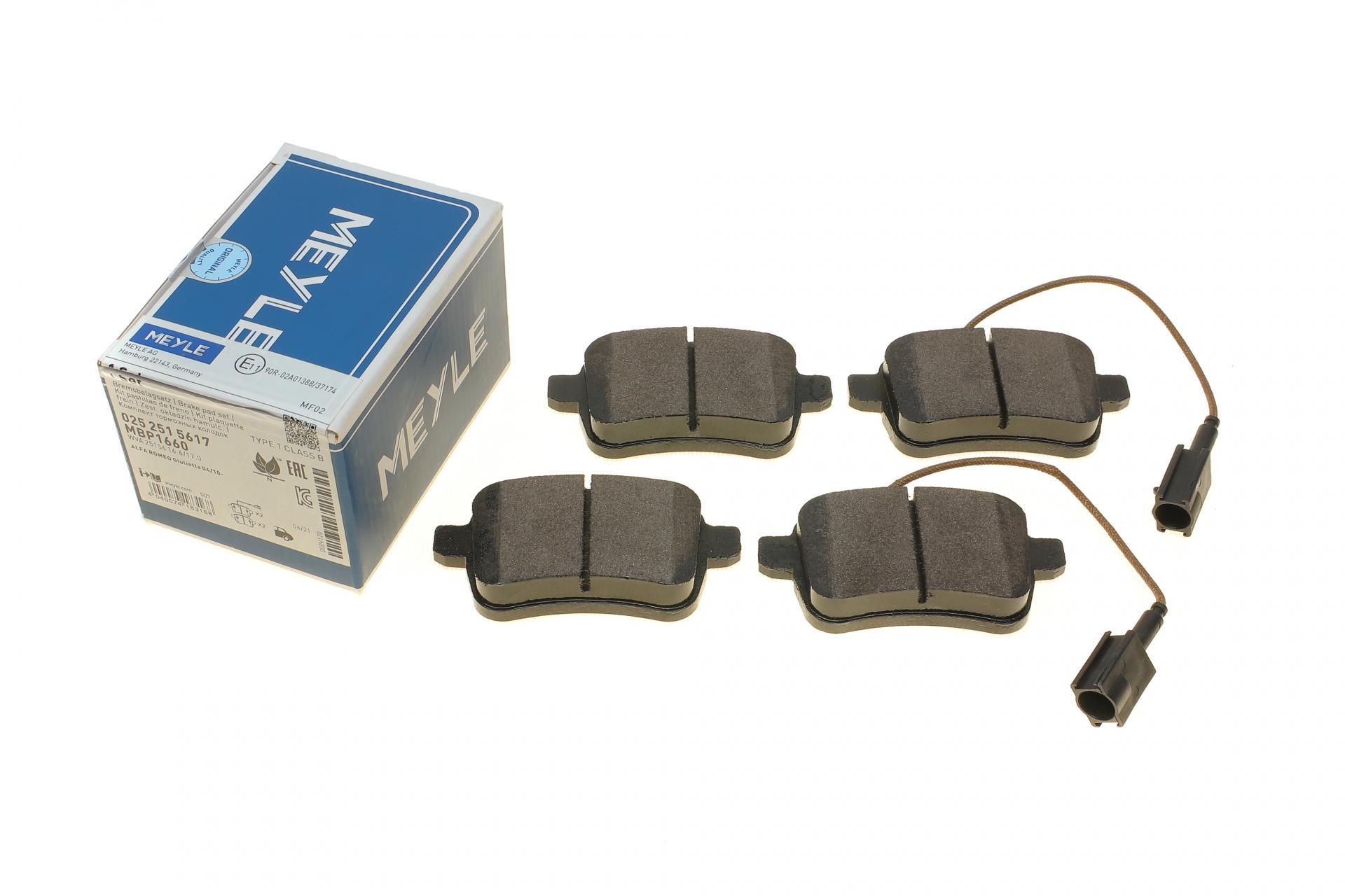 Колодки тормозные задние Meyle Alfa Romeo Giulietta 1.4/1.6/2.0 JTDM 10-20 - (025 251 5617)
