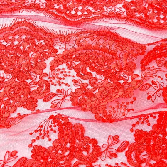Ткань сетка с вышивкой IDEIA Фрезия 1,3 м Красный (2200004036144)