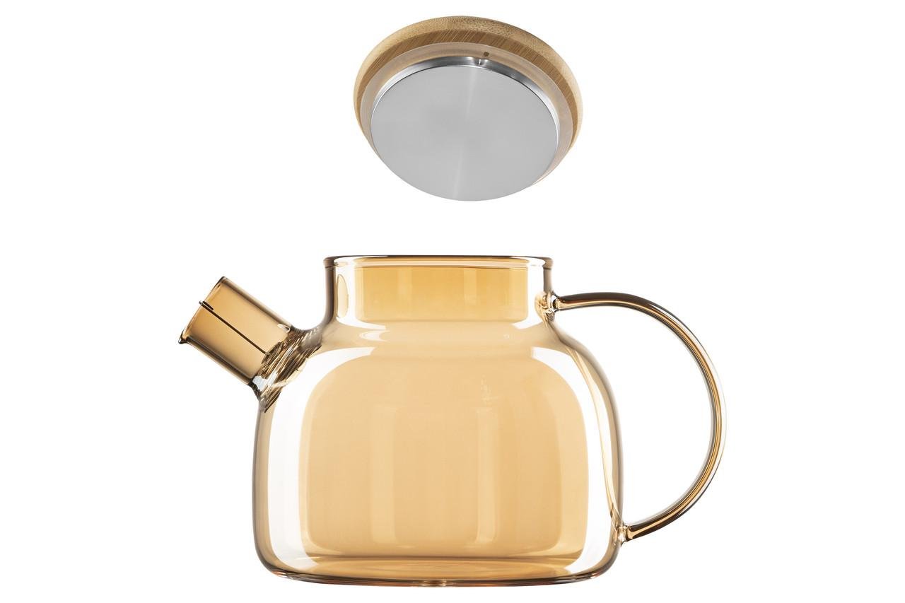 Скляний чайник для заварювання чаю та кави Ardesto Golden Moon з бамбуковою кришкою 1000 мл (AR3010GBG) - фото 2 Скляний чайник для заварювання чаю та кави Ardesto Golden Moon з бамбуковою кришкою 1000 мл (AR3010GBG) - фото 2