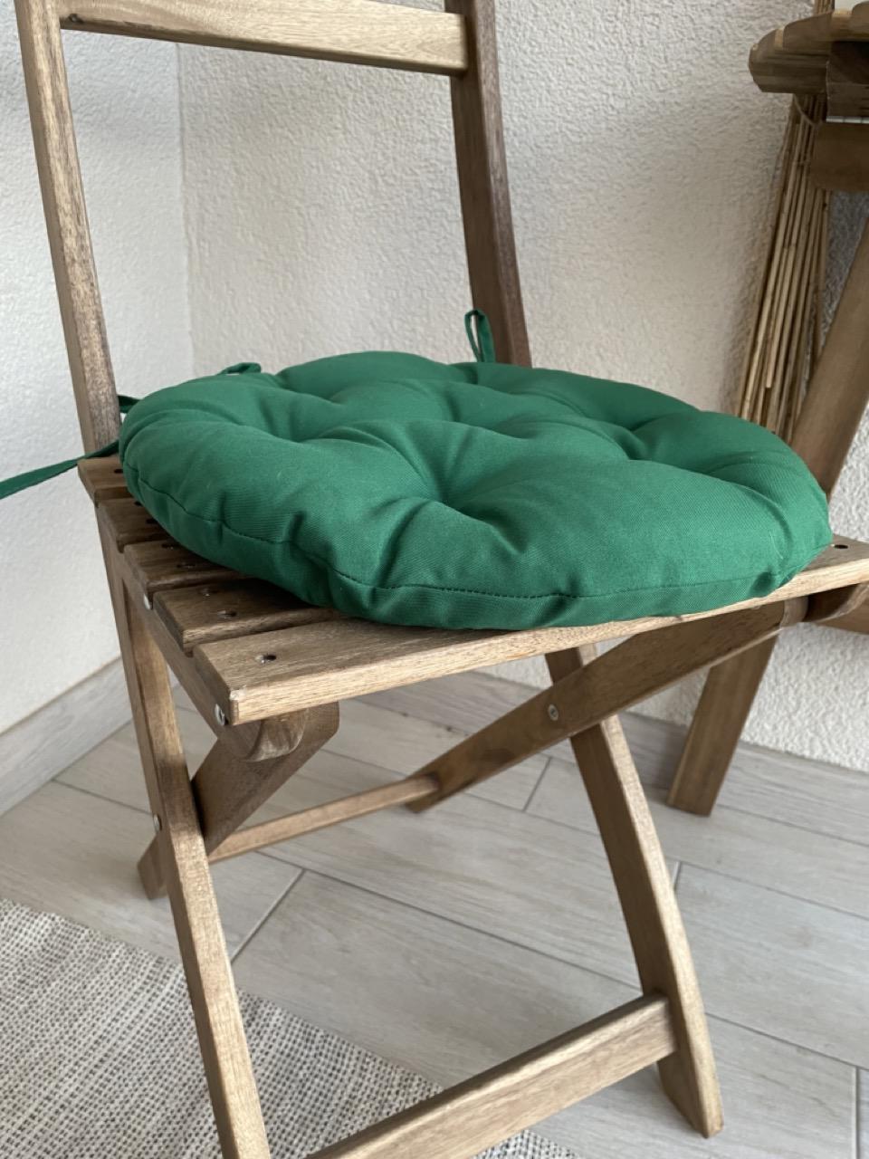 Подушка на стул с завязками круглая Color 40х40х5 см Зеленый - фото 2