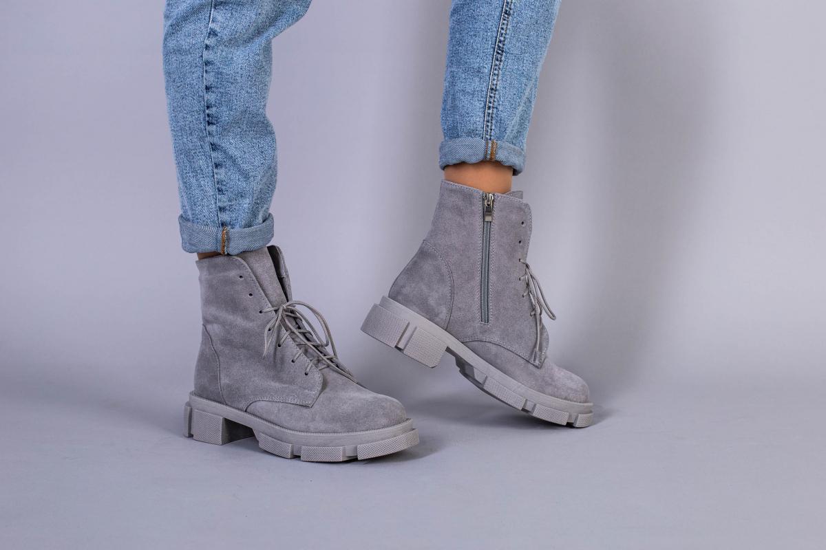 Ботинки женские замшевые с замком р. 39 Серый (5551-4д/39)