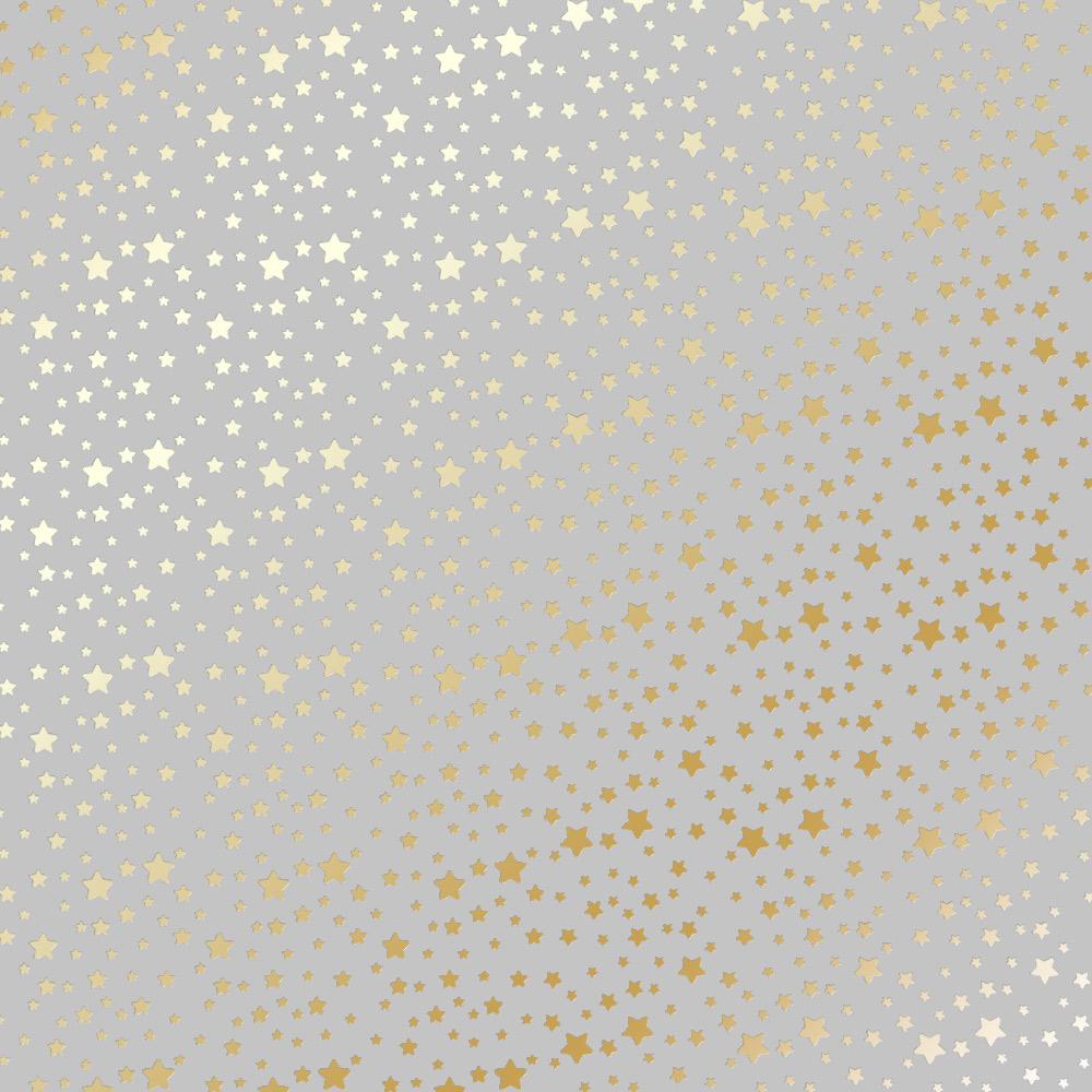 Лист паперу односторонній Golden stars з фольгуванням 30,5х30,5 см Gray