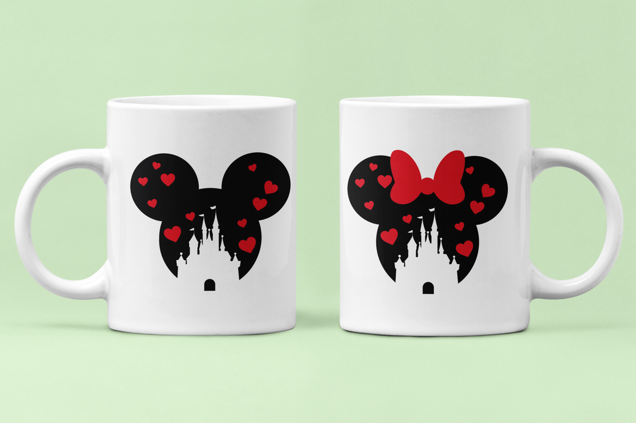Чашки парные Микки и Минни Маус замок для влюбленных 330 мл Белый (ВЛ95Ч)