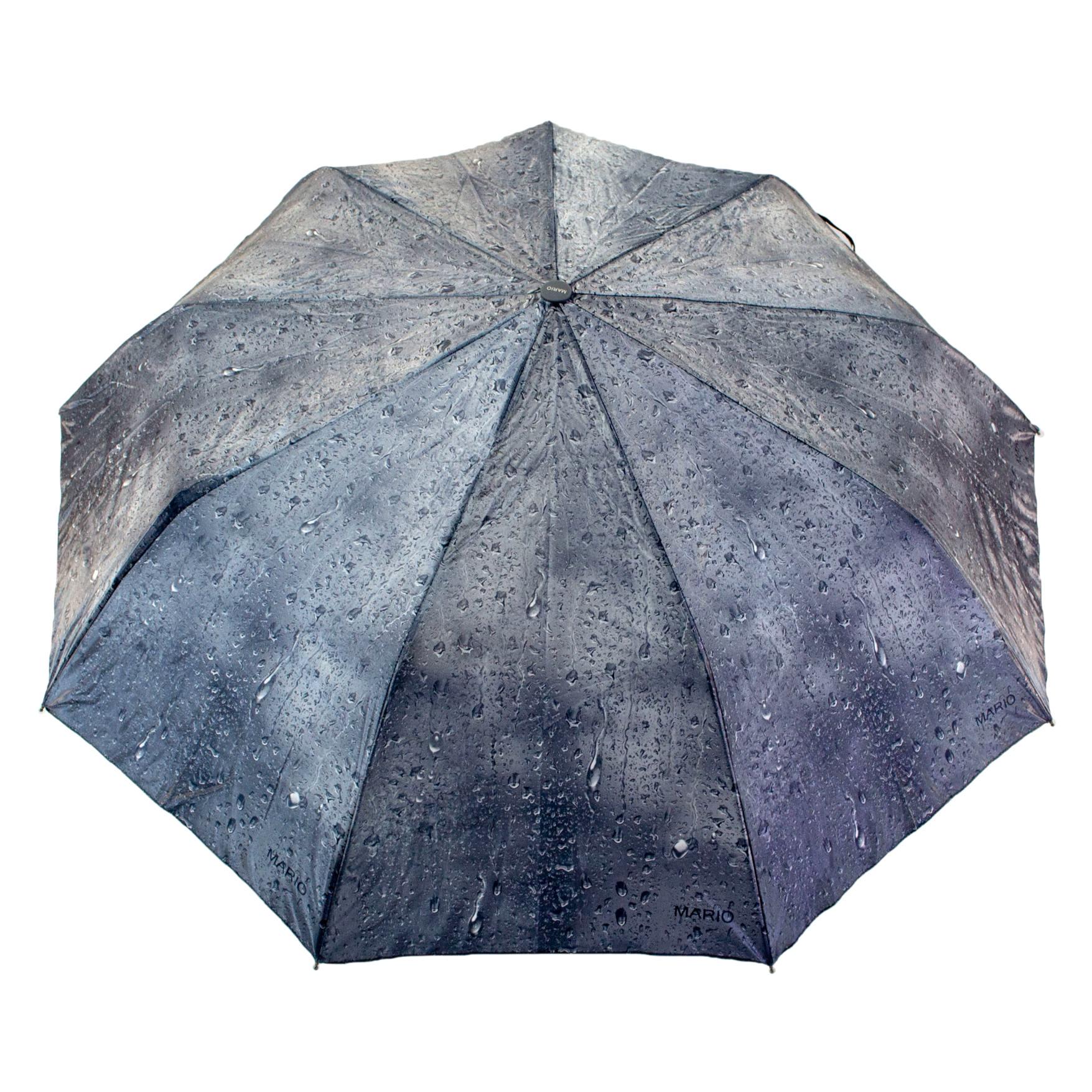Зонт Mario полуавтомат 9 спиц складной капли дождя Серый (58096)