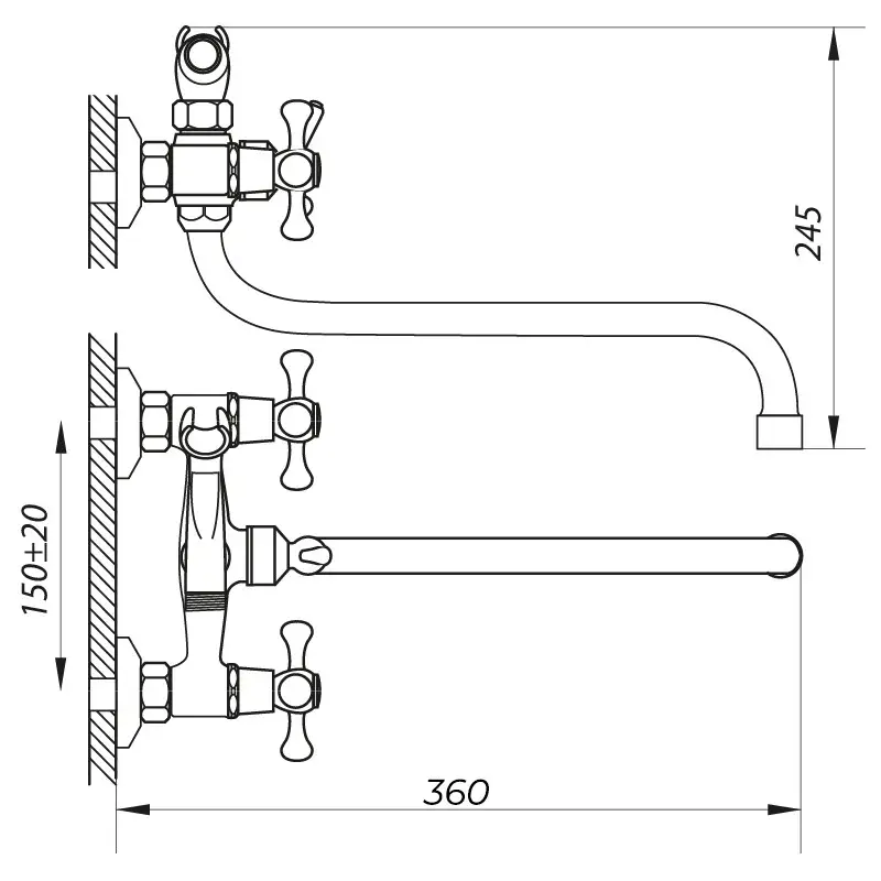 Змішувач двовентильний для ванни Zerix DFR-A - фото 2