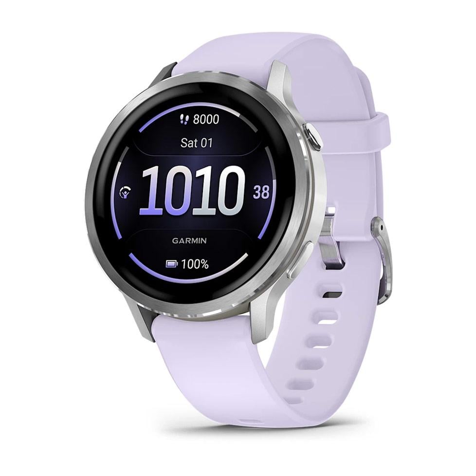 Смарт-годинник Garmin Venu 4 41 мм Silver with Periwinkle Silicone Band (010-03013-01/41)