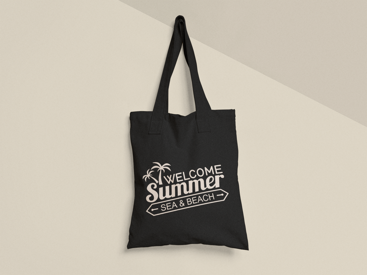 Эко-сумка шоппер с принтом "Welcom Summer" 38х40 см Черный (ПН453-Т1)