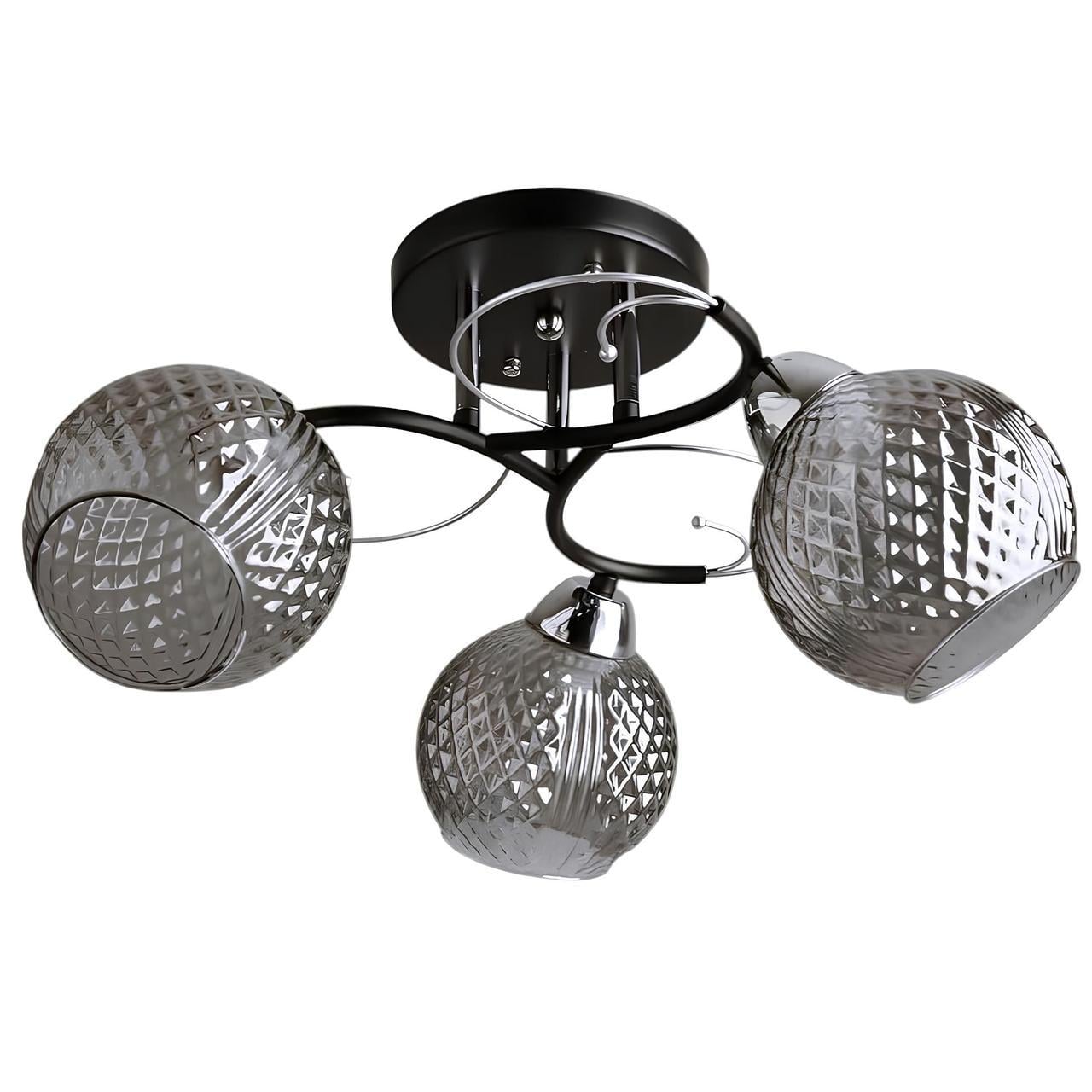 Люстра Svet на три плафона под лампы Е27 Черный/Хром (SH-8336/3B BK+CR)