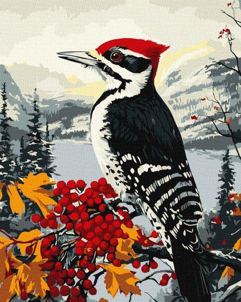 Картина за номерами Ideyka Дятел на гілці 40x50 см (Id-KHO6777)