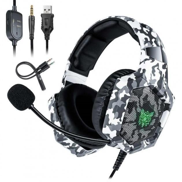 Наушники игровые Onikuma Gaming LED K8 White/Камуфляж (4426ff03)
