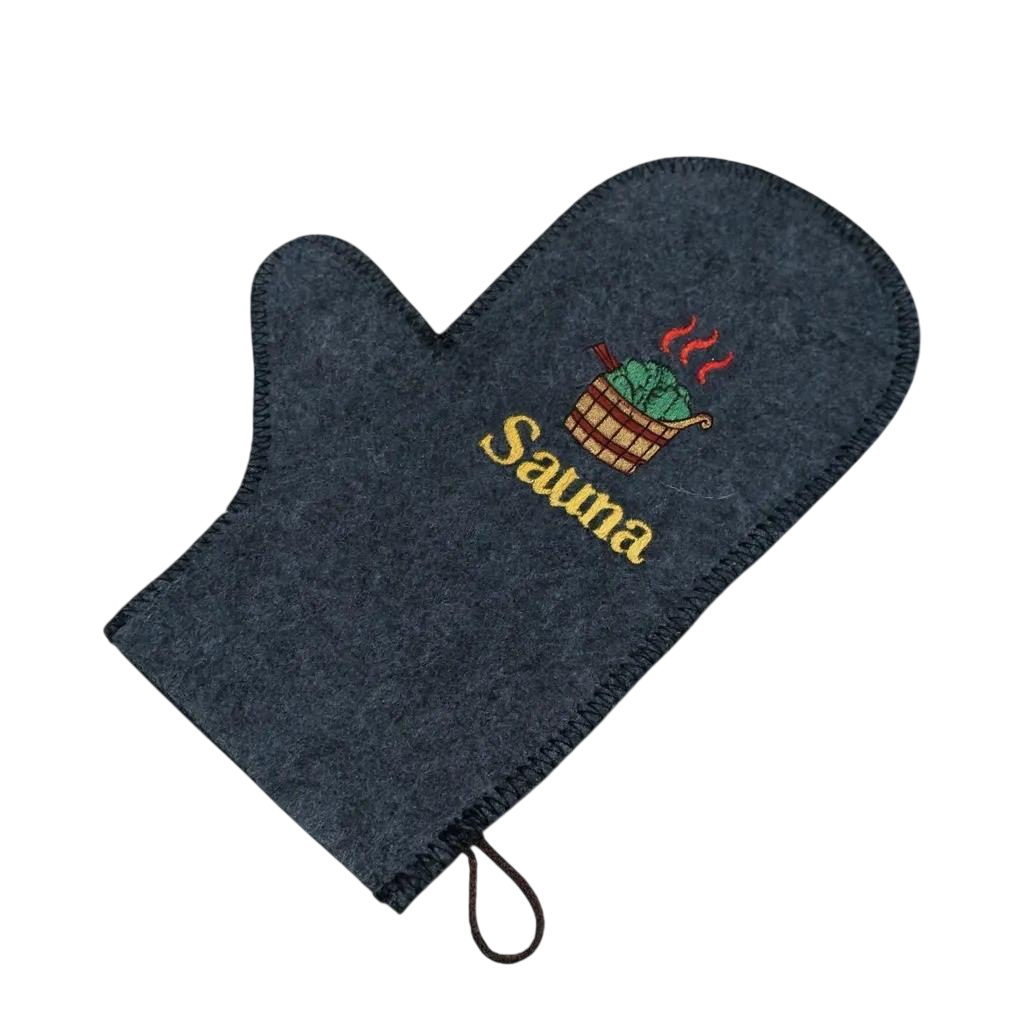 Рукавичка для лазні фетрова з вишивкою логотипа (LF-978)