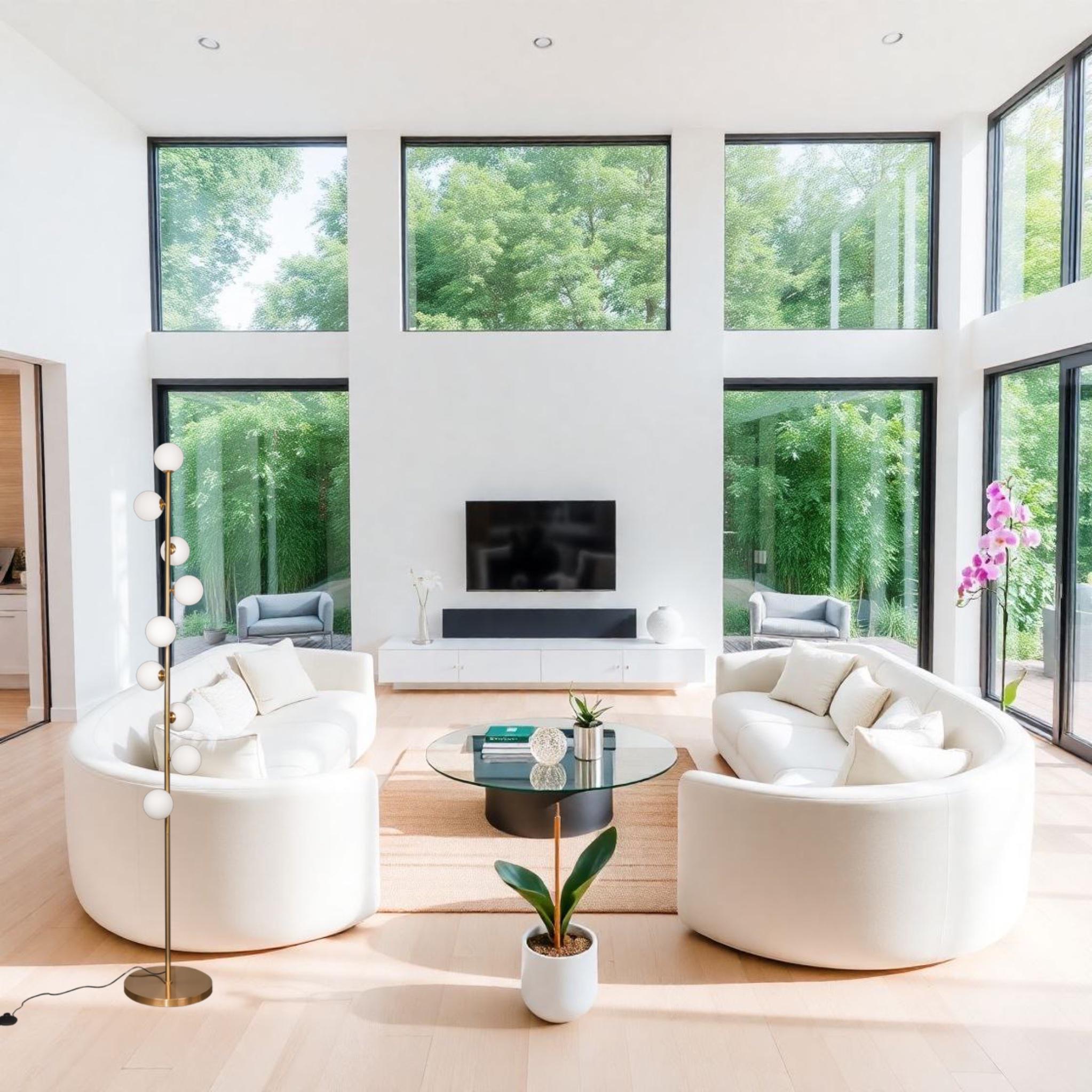 Торшер з білими плафонами по колу на 9 ламп Бронзовий (52-9834-9 BRONZE) - фото 4 Торшер з білими плафонами по колу на 9 ламп Бронзовий (52-9834-9 BRONZE) - фото 4