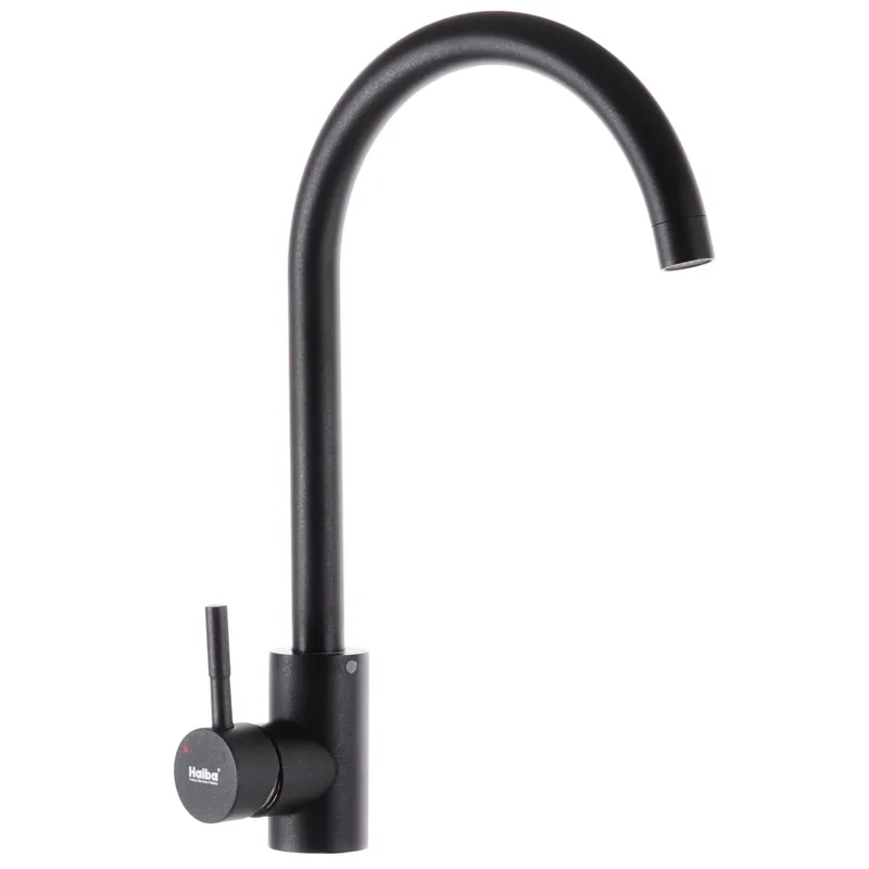 Смеситель для кухни Haiba SUS 011 из нержавеющей стали Черный (HB0993)
