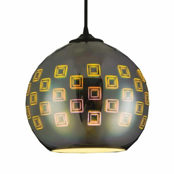 Підвісний світильник HOROZ ELECTRIC 3D SPECTRUM E27 250V плафон скло круглий 1 м Хром (021-005-0001-010)