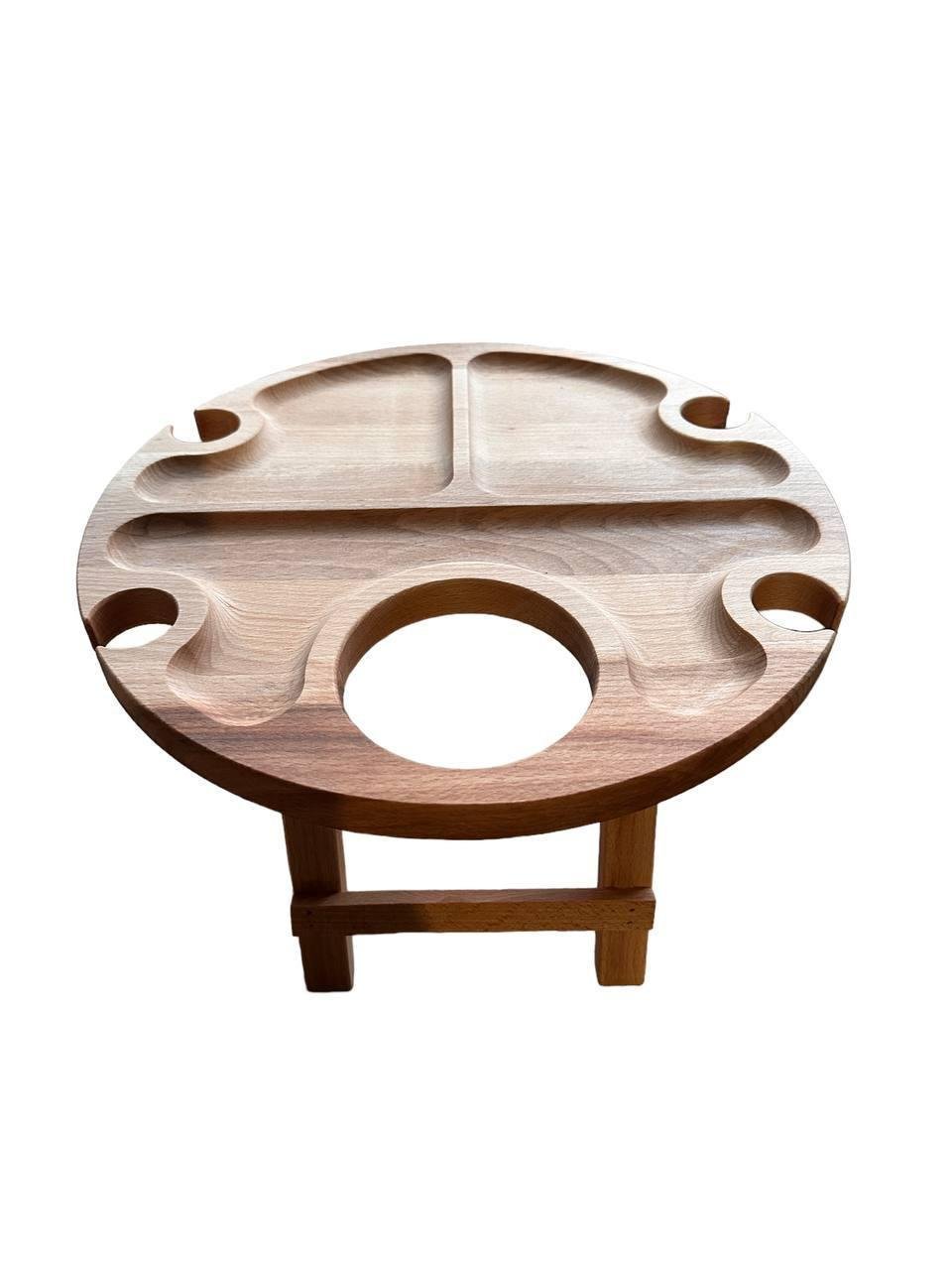 Столик винний на три отделения/4 бокала с отверстием для бутылки (1832358887)